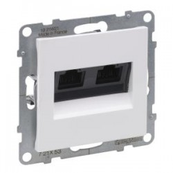 SUNO2 Gniazdo komputerowe podwójne RJ45 kat 6 UTP białe 721153