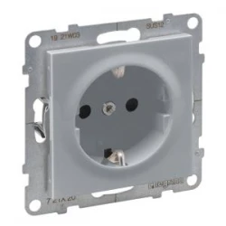 SUNO2 Gniazdo SCHUKO 2P+Z aluminium 16A 250V zaciski automatyczne z przesłoną 721320