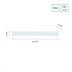 AQUATICA 15W NW 230V 150st IP44 596x46x63 WHITE round ends, switch SLI043016NW_PW