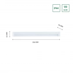 AQUATICA 15W NW 230V 150st IP44 596x46x63 WHITE square ends, switch SLI043017NW_PW