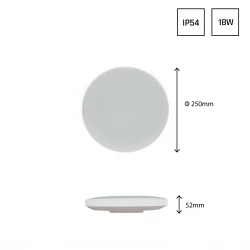 NYMPHEA BLACK & WHITE RINGS 18W WW 230V 115st IP54 IK04 FI250x52 WHITE / BLACK ROUND WITH SENSOR