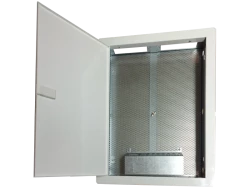 Obudowa / szafka lokalowa, multimedialna 500x350x90, podtynkowa, drzwi perforowane, 1 x gn. elektryczne, 14 x gn. Keystone ALANTEC - ALANTEC