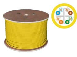 Kabel U/UTP kat.6 LSOH 4x2x23AWG B2ca 500m (ŻÓŁTA powłoka) 25 lat gwarancji