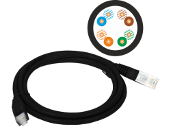Patch-cord U/UTP kat.5e PVC 5.0m czarny ALANTEC - ALANTEC