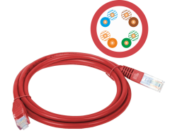 Patch-cord U/UTP kat.5e PVC 5.0m czerwony ALANTEC - ALANTEC