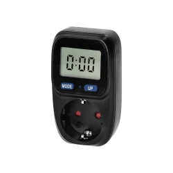 Watomierz, kalkulator energii z  podświetlanym wyświetlaczem LCD, wersja Schuko, czarny