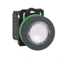 Harmony XB5 Przycisk podświetlany płaski plastik. biały fi30 zintegrowana dioda LED 230…240 V AC 1Z + 1R XB5FW31M5