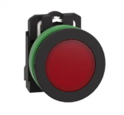 Harmony XB5 Przycisk płaski plastik. czerwony fi30 gładka soczewka zintegrowana dioda LED 110...120 V AC XB5FVG4
