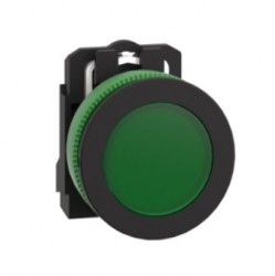 Harmony XB5 Przycisk płaski plastik. zielony fi30 gładka soczewka zintegrowana dioda LED 110...120 V AC XB5FVG3