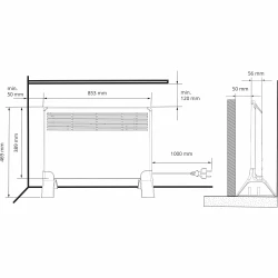 Grzejnik BETA 1000W 389x853mm z term. mech. wtyczką i nóżki bez wspor. mont. BETA10-MP