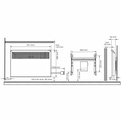 Grzejnik BETA 250W 39x45 z programatorem Bluetooth wtyczką i wspor. montażowym BETA2-BT-EP