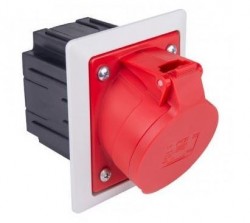 Gniazdo tablicowe z puszką 32A 5P 400V  /80x97/ czerwone IP44 TWIST 425-6pkr