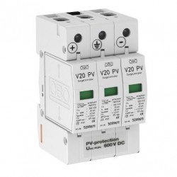 Ogranicznik przepięć PV ze zdalną sygnalizacją 600V DC C Typ 2 3P 20kA 2,6kV V20-C 3PHFS-600 5094576