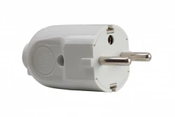 Wtyczka 230V kątowa/prosta biała Uni-schuko 2P+Z
