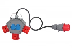 Rozdzielnica POLYBOX - gniazda 3x32A 5p, 2x230V, przewód OPD 5x4mm2 - 5m z wtyczką 32A 5p IP44