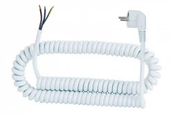 Przewód spiralny - wtyczka kątowa 05VVH8-F - 3x1,5mm2 - 5m - biały