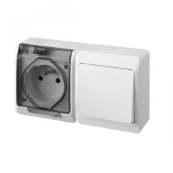 Hermes Łącznik schodowy + gniazdo z/u IP44 GNT 0327-11