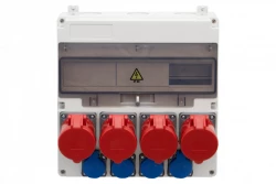 Rozdzielnica LAGO 17M - gniazda proste 4x32A 5p, 4x230V /17 modułów/ IP44