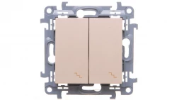 Simon 10 Łącznik schodowy podwójny z podświetleniem LED 10AX kremowy CW6/2L.01/41