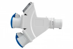 Adapter kempingowy wtyk 16A 3p przemysłowy, gniazdo 2x16A 3P przemysłowe, gniazdo tablicowe 230V IP44