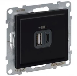 SUNO2 Gniazdo USB typ A +C 3A 5V czarne 721430