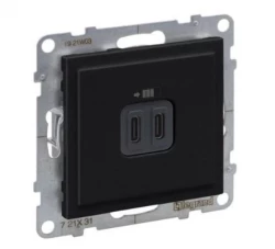 SUNO2 Gniazdo USB typ A +C 3A 5V czarne 721431