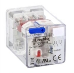 Przekaźnik przemysłowy ze wskaźnikiem LED i przyciskiem mechanicznym, sterowanie 110VDC, 3C/O, 10A, do gniazd 11 pinowych HR7XS2