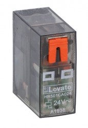 Przekaźnik miniaturowy ze wskaźnikiem LED i przyciskiem mechanicznym, sterowanie 24VAC, 1C/O, 16A, do gniazd HR5XS2.. (maks. 10A