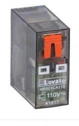 Przekaźnik miniaturowy ze wskaźnikiem LED i przyciskiem mechanicznym, sterowanie 110VAC, 1C/O, 16A, do gniazd HR5XS2.. (maks. 10