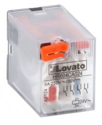Przekaźnik przemysłowy ze wskaźnikiem LED i przyciskiem mechanicznym, sterowanie 24VAC, 4C/O, 5A, do gniazd HR6XS4..