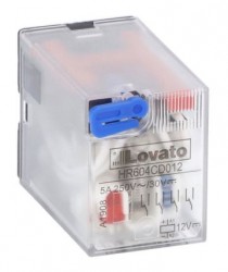 Przekaźnik przemysłowy ze wskaźnikiem LED i przyciskiem mechanicznym, sterowanie 12VDC, 4C/O, 5A, do gniazd HR6XS4..