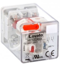 Przekaźnik przemysłowy ze wskaźnikiem LED i przyciskiem mechanicznym, sterowanie 24VAC, 2C/O, 10A, do gniazd 8 pinowych HR7XS1