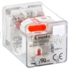 Przekaźnik przemysłowy ze wskaźnikiem LED i przyciskiem mechanicznym, sterowanie 230VAC, 2C/O, 10A, do gniazd 8 pinowych HR7XS1