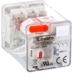 Przekaźnik przemysłowy ze wskaźnikiem LED i przyciskiem mechanicznym, sterowanie 24VAC, 3C/O, 10A, do gniazd 11 pinowych HR7XS2