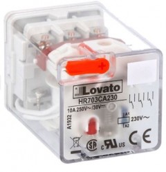 Przekaźnik przemysłowy ze wskaźnikiem LED i przyciskiem mechanicznym, sterowanie 230VAC, 3C/O, 10A, do gniazd 11 pinowych HR7XS2