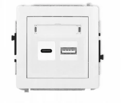 DECO Mechanizm ładowarki USB podwójnej USB C + USB A, 20W max., biały DCUSB-8