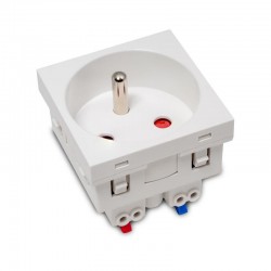 Gniazdo 230V z uziemieniem bezśrubowe 1-krotne std 45x45 białe E/BGN