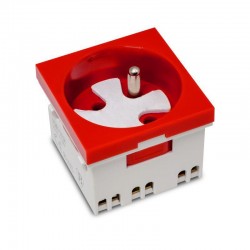 Gniazdo modułowe 230V z uziemieniem 1-krotne std 45x45, z blokadą i zwalniaczem, czerwone E/GMBZ
