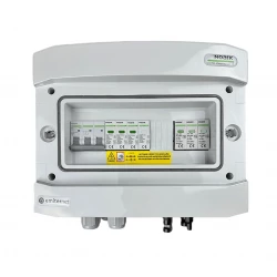 Rozdzielnica przył. DCAC hermetyczna IP65 EMITER z ogranicznikiem przepięć DC Noark 1000V typu 1+2, 1 x łańcuch PV, 1 x MPPT // ogr. AC Noark typ 1+2,