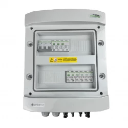Rozdzielnica przył. DCAC hermetyczna IP65 EMITER z ogranicznikiem przepięć DC Noark 1000V typu 1+2, 2 x łańcuch PV, 2 x MPPT // ogr. AC Noark typ 1+2,