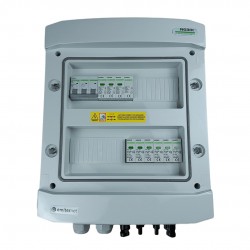 Rozdzielnica przył. DCAC hermetyczna IP65 EMITER z ogranicznikiem przepięć DC Noark 1000V typu 1+2, 2 x łańcuch PV, 2 x MPPT // ogr. AC Noark typ 1+2,