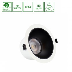 ORBITO DOWNLIGHT 14-27W WW 230V 40deg IP44 Ra90 UGR<19  WHITE round, black mat reflector, with power change, 5y warranty