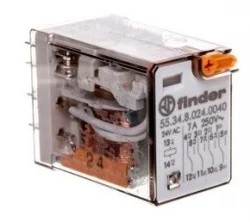 Przekaźnik miniaturowy 4P 7A 24V AC przycisk testujący mechaniczny wskaźnik zadziałania AgNi 55.34.8.024.0040