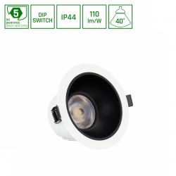 Oprawa oświetleniowa ORBITO DOWNLIGHT 10-20W WW 230V 40deg IP44 Ra90 UGR<19  WHITE round, black mat reflector, with power change, 5y warranty