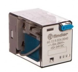 Przekaźnik przemysłowy 2P 10A 24V DC przycisk testujący mechaniczny wskaźnik zadziałania 60.12.9.024.0040