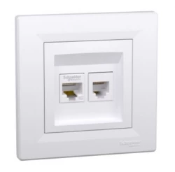 ASFORA Gniazdo teleinformatyczne kat.5e RJ45 + RJ12 białe EPH4900121