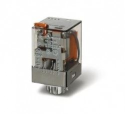 Przekaźnik przemysłowy 2P 10A 24V AC, przycisk testujący, LED, mechaniczny wskaźnik zadziałania 60.12.8.024.0054