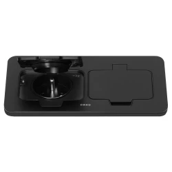 Hermetyczne gniazdo elektryczne podwójne, prostokątne, IP55, czarne,OR-GM-9047/B