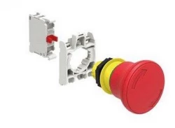 Przycisk grzybkowy czerwony odblokowanie przez obrót do awaryjnego zatrzymania Ø40mm adapter zestyk 1R LPCB6644K01