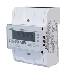 Trójfazowy licznik zużycia energii F&F WZE-3 v2 80A, bezpośredni, MID, LCD, montaż DIN